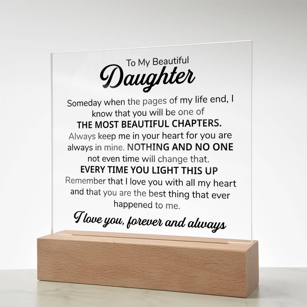 To My Daughter Chapters Square Plaque