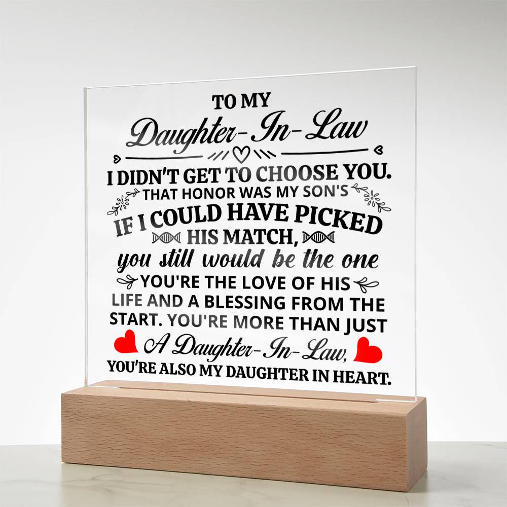 To My Daughter-in-Law Honor Square Acrylic Plaque