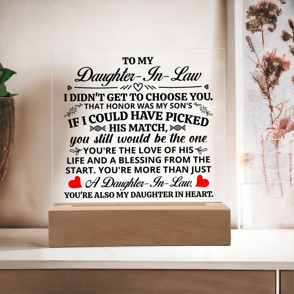 To My Daughter-in-Law Honor Square Acrylic Plaque