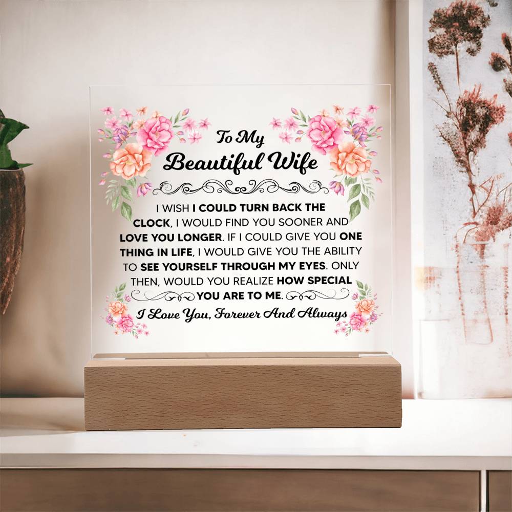 To My Beautiful Wife Square Acrylic Plaque