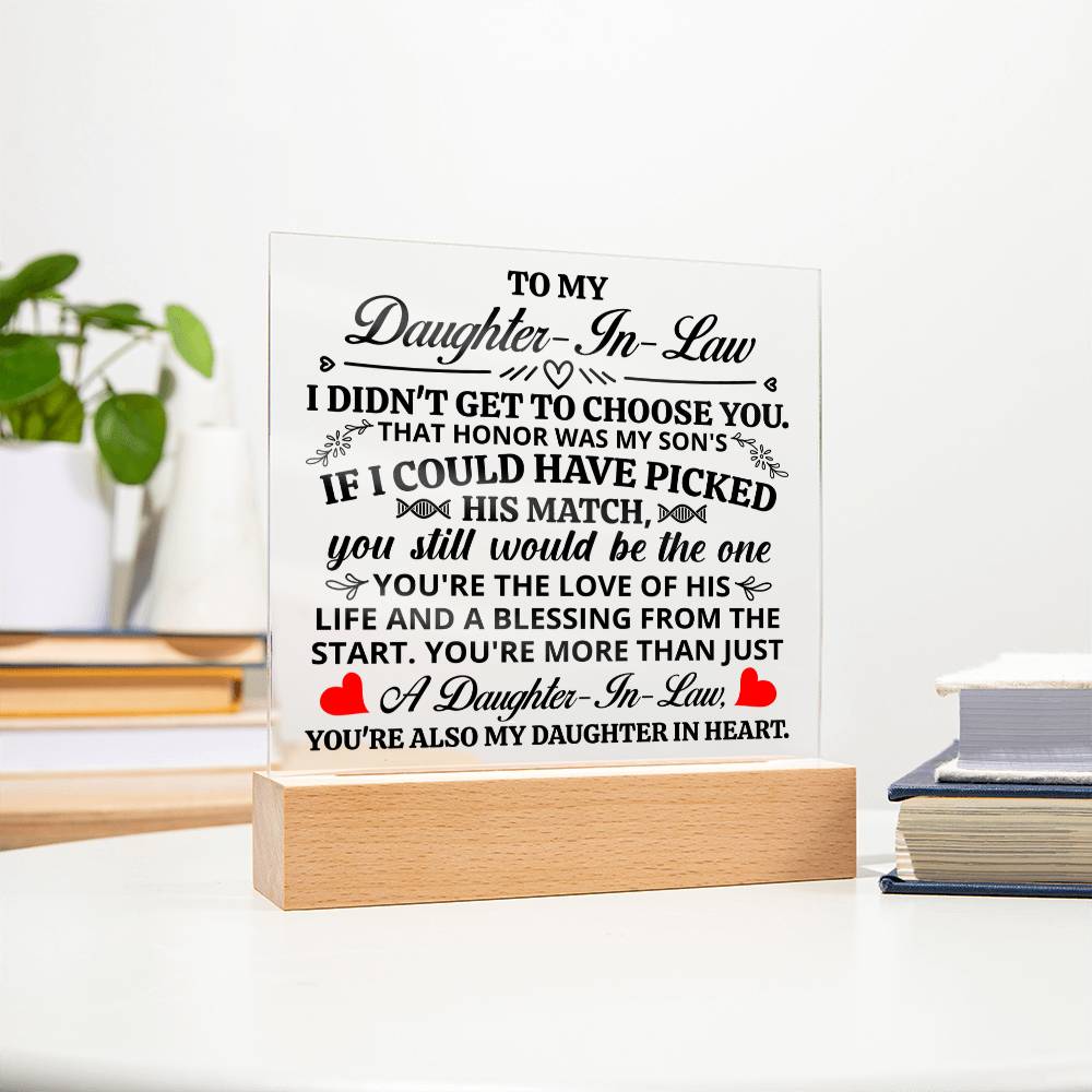 To My Daughter-in-Law Honor Square Acrylic Plaque