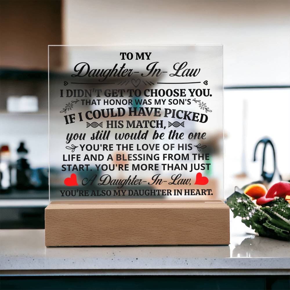 To My Daughter-in-Law Honor Square Acrylic Plaque