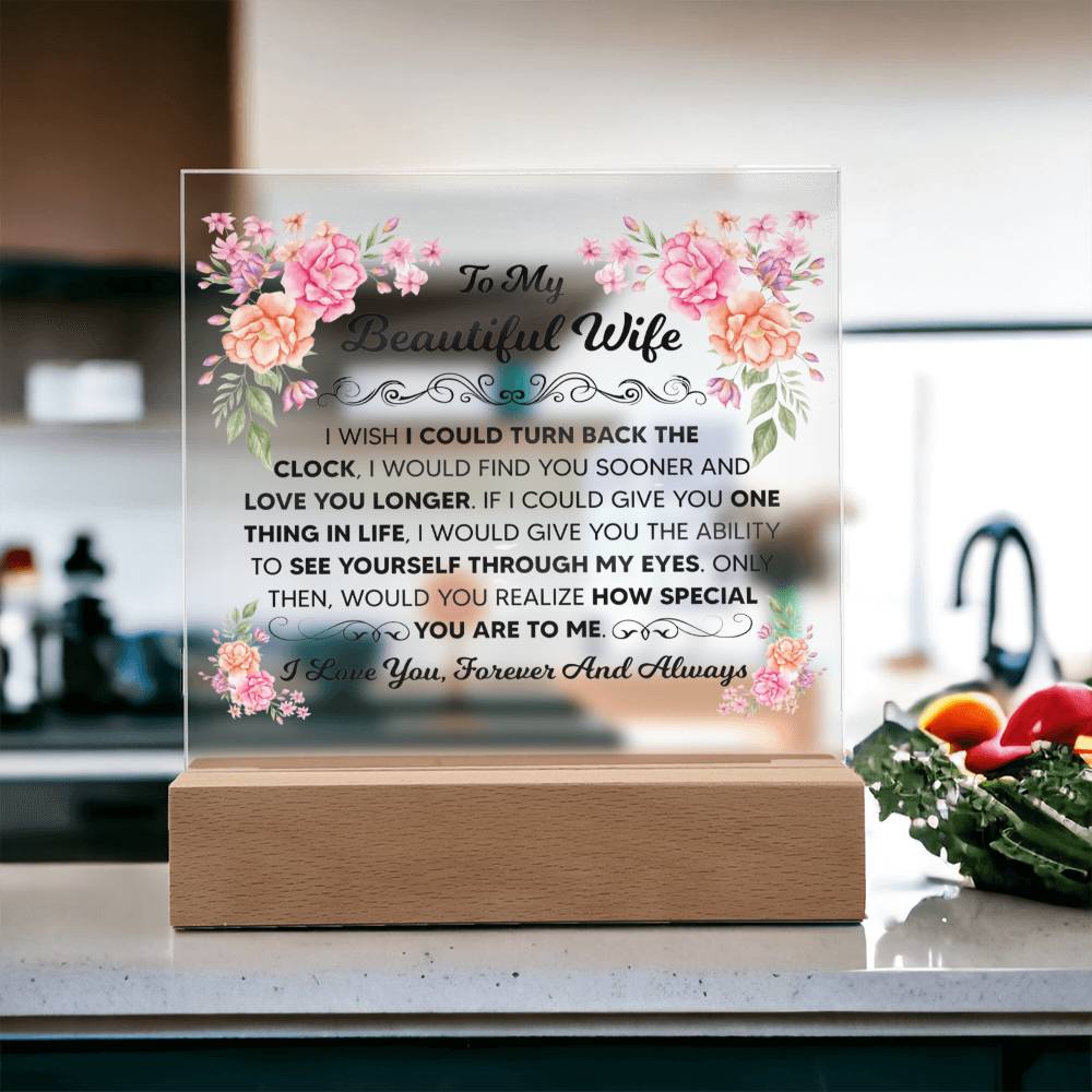 To My Beautiful Wife Square Acrylic Plaque