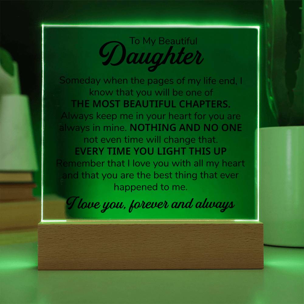 To My Daughter Chapters Square Plaque