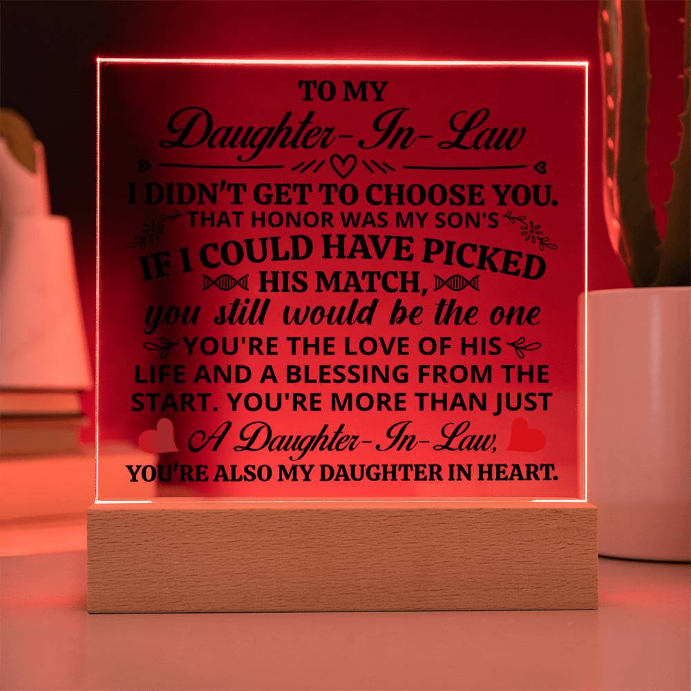 To My Daughter-in-Law Honor Square Acrylic Plaque