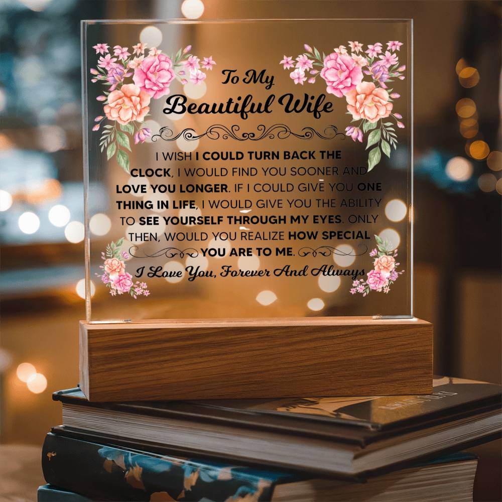 To My Beautiful Wife Square Acrylic Plaque