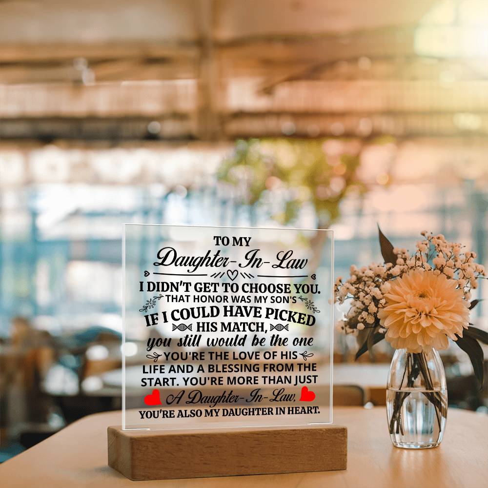To My Daughter-in-Law Honor Square Acrylic Plaque