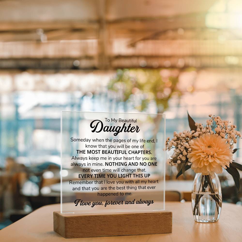 To My Daughter Chapters Square Plaque