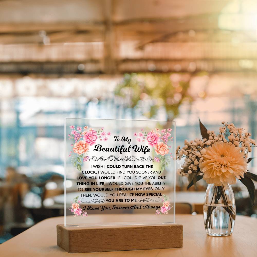 To My Beautiful Wife Square Acrylic Plaque