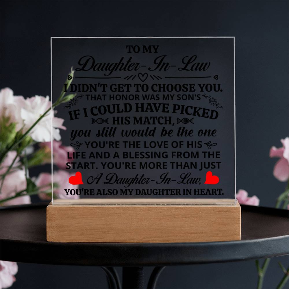 To My Daughter-in-Law Honor Square Acrylic Plaque