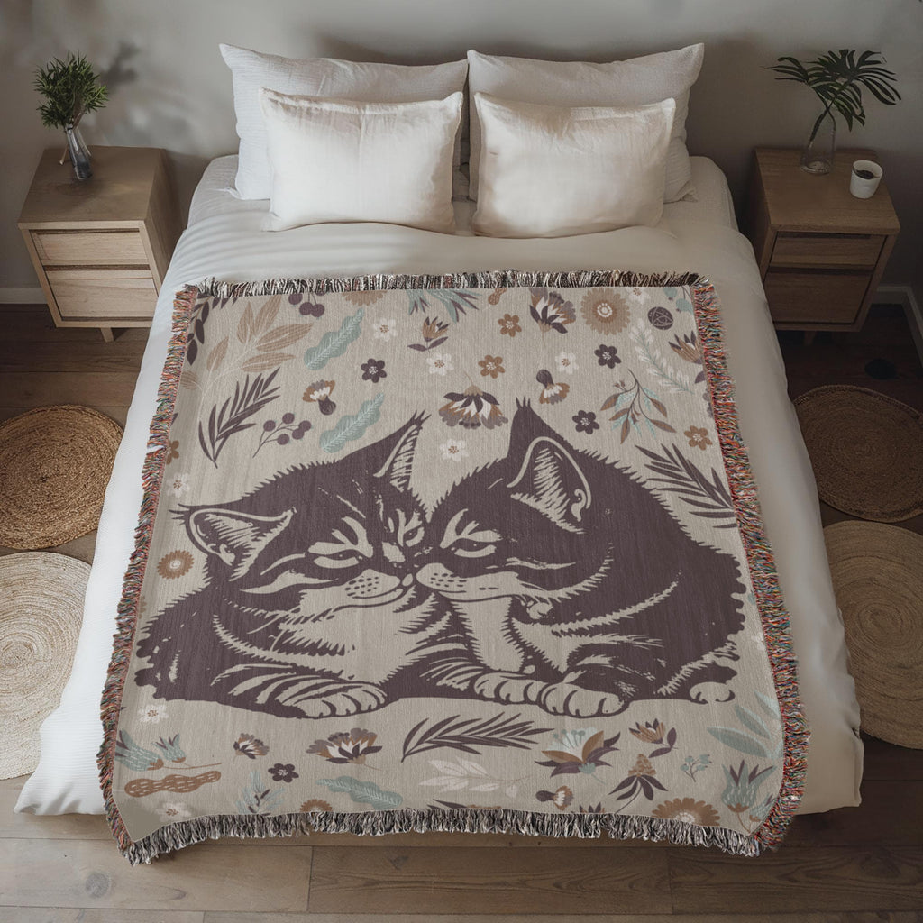 Snuggling Kitties - Woven Blanket