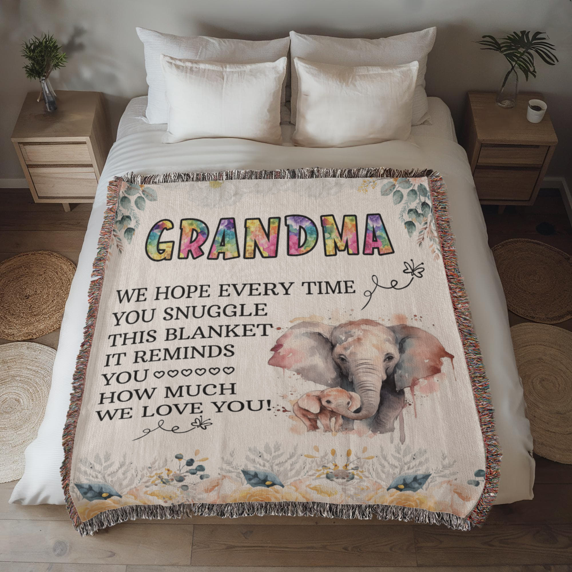 To My Grandma - Elephant Woven Blanket