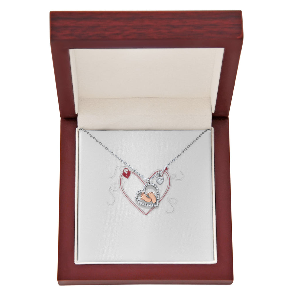 Baby Feet Heart Necklace – Rose Gold Keepsake Gift for Mom