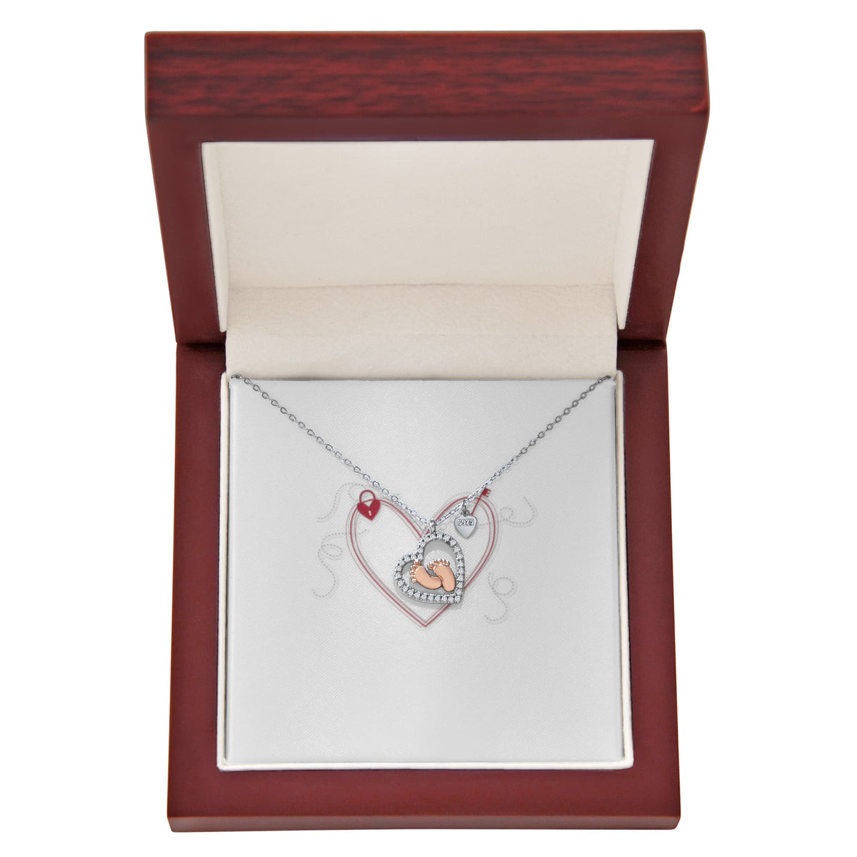 Baby Feet Heart Necklace – Rose Gold Keepsake Gift for Mom