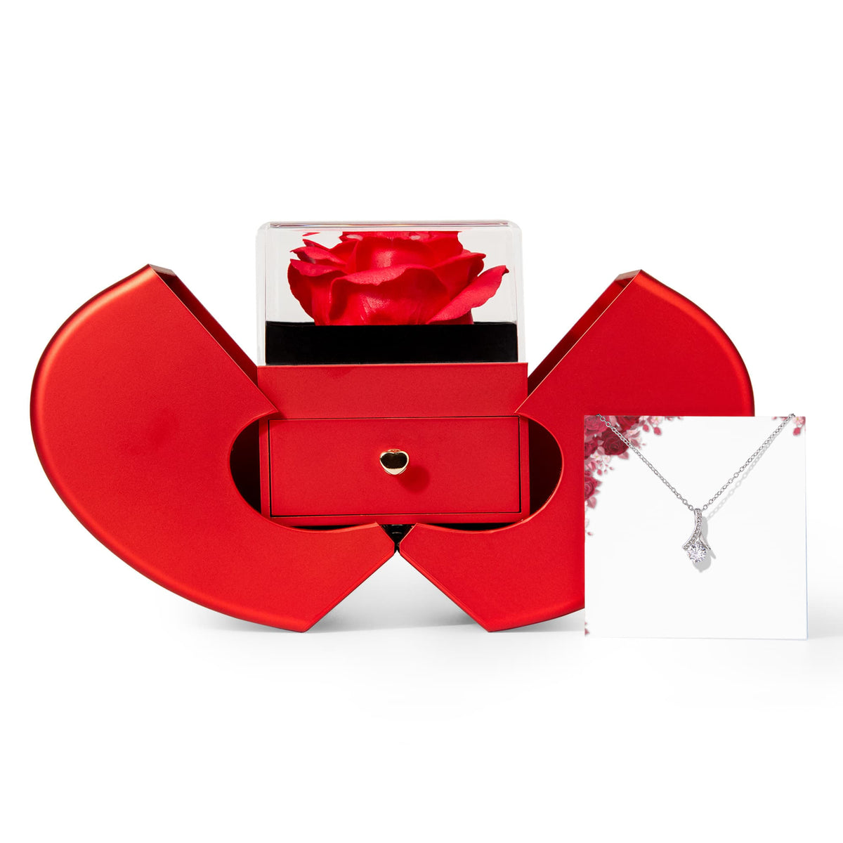 Alluring Beauty Necklace & Red Heart Rose Box Gift Set