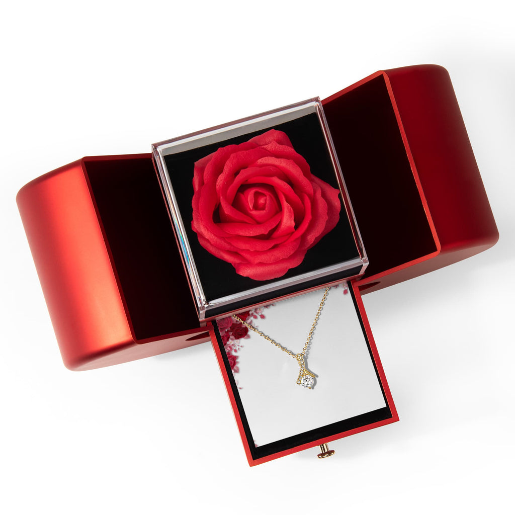 Alluring Beauty Necklace & Red Heart Rose Box Gift Set