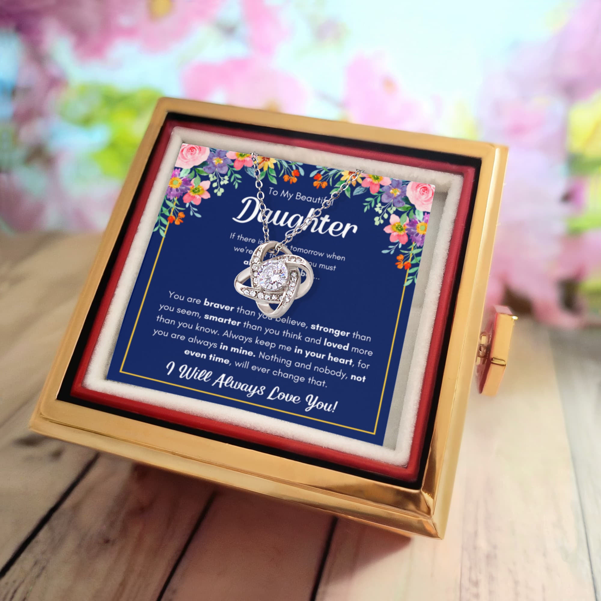 Braver Name - Daughter Birthday Necklace with Rose Box