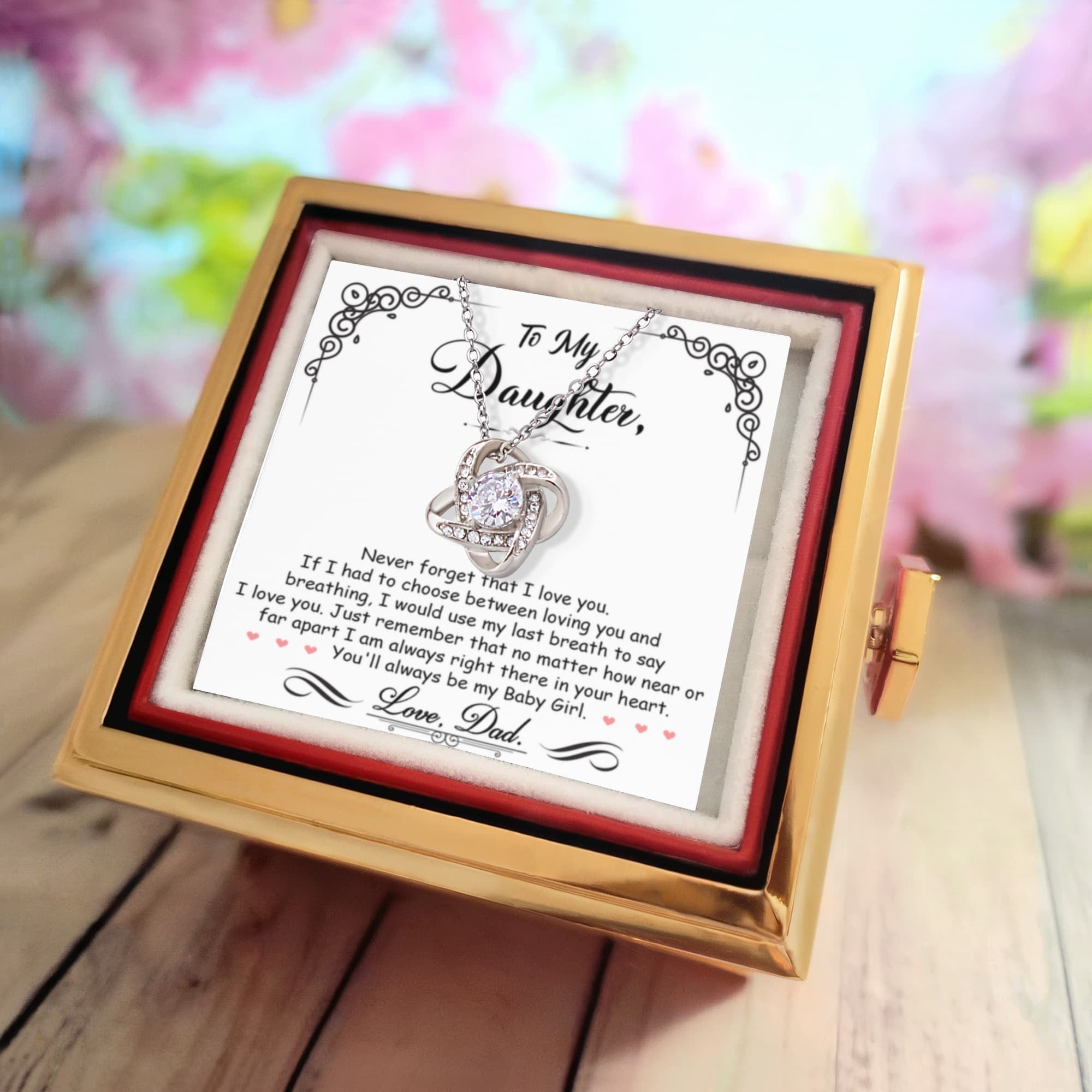 Breathing Interlocking - Daughter Birthday Necklace with Rose Box