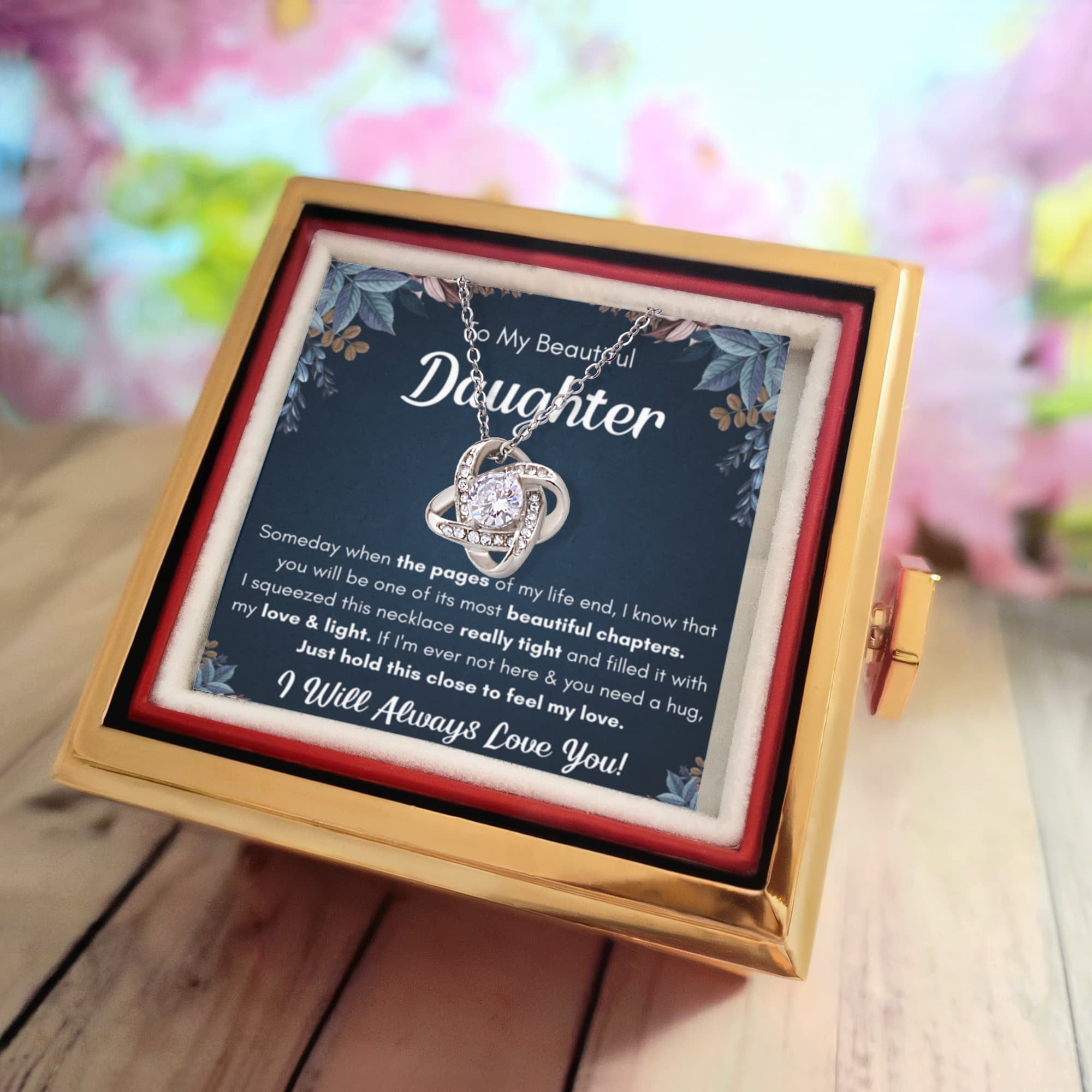 Chapters Squeezed Name - Daughter Birthday Necklace with Rose Box