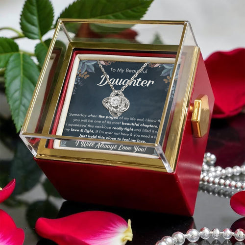Chapters Squeezed Name - Daughter Birthday Necklace with Rose Box