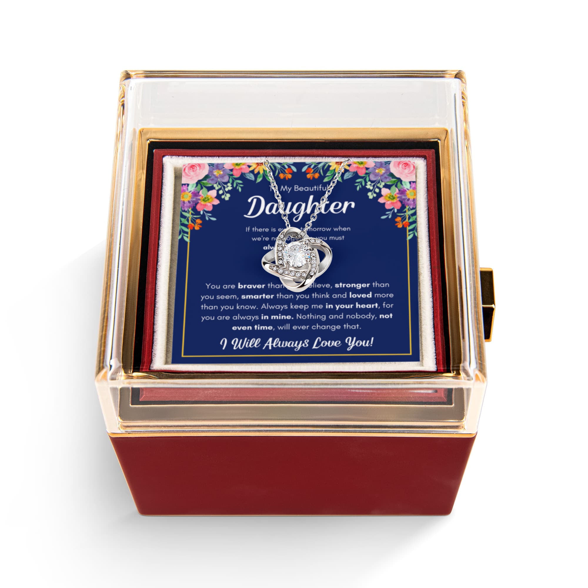 Braver Name - Daughter Birthday Necklace with Rose Box