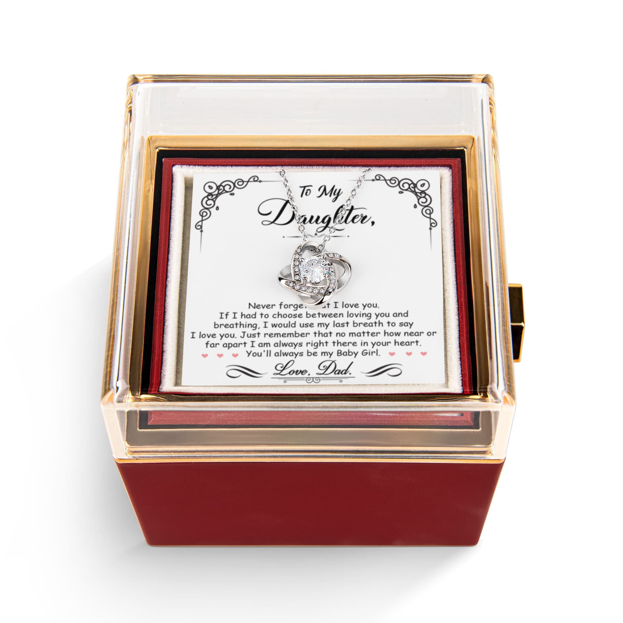 Breathing Interlocking - Daughter Birthday Necklace with Rose Box