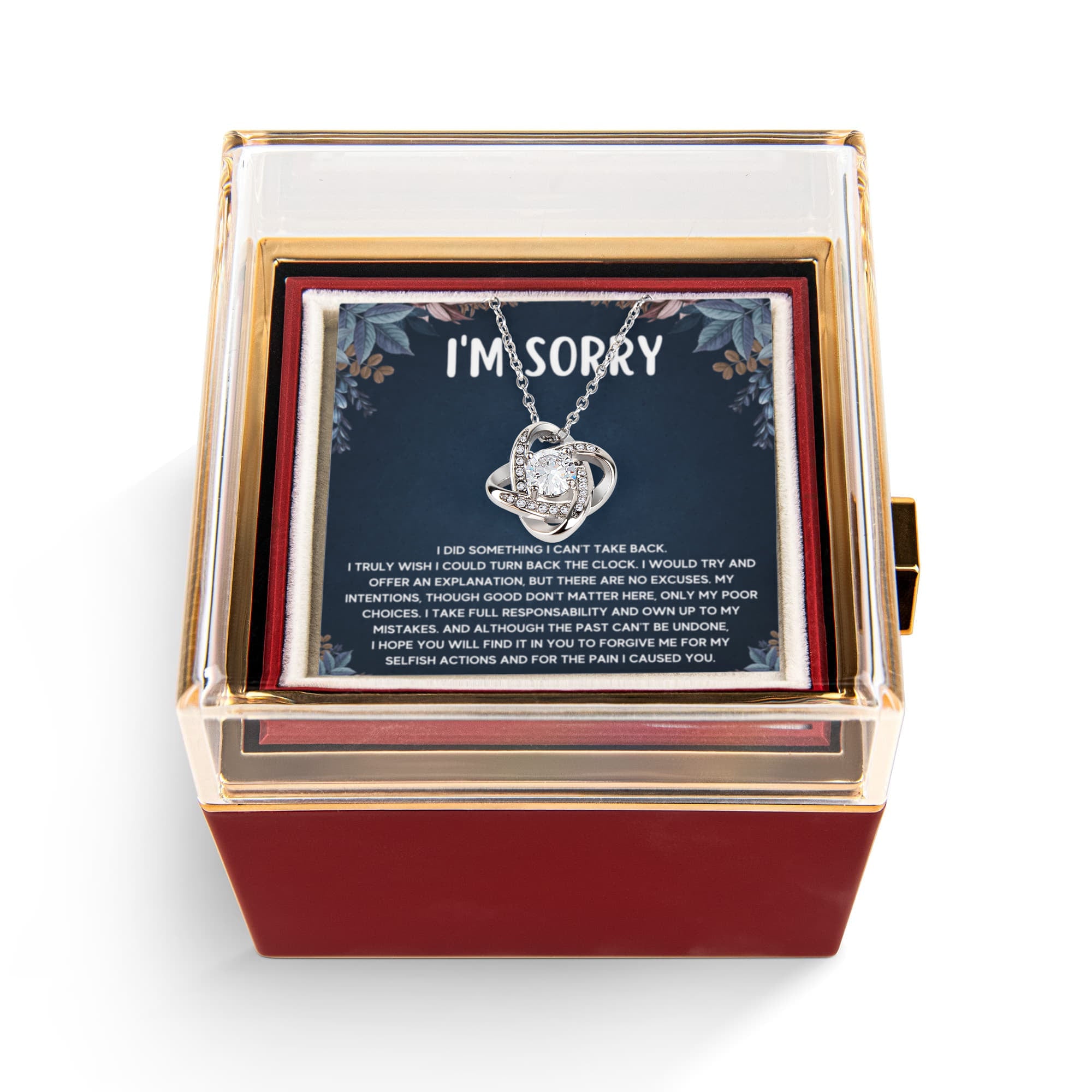 I'm Sorry Gifts For Her - Love Knot with Rotating Rose Gift Box
