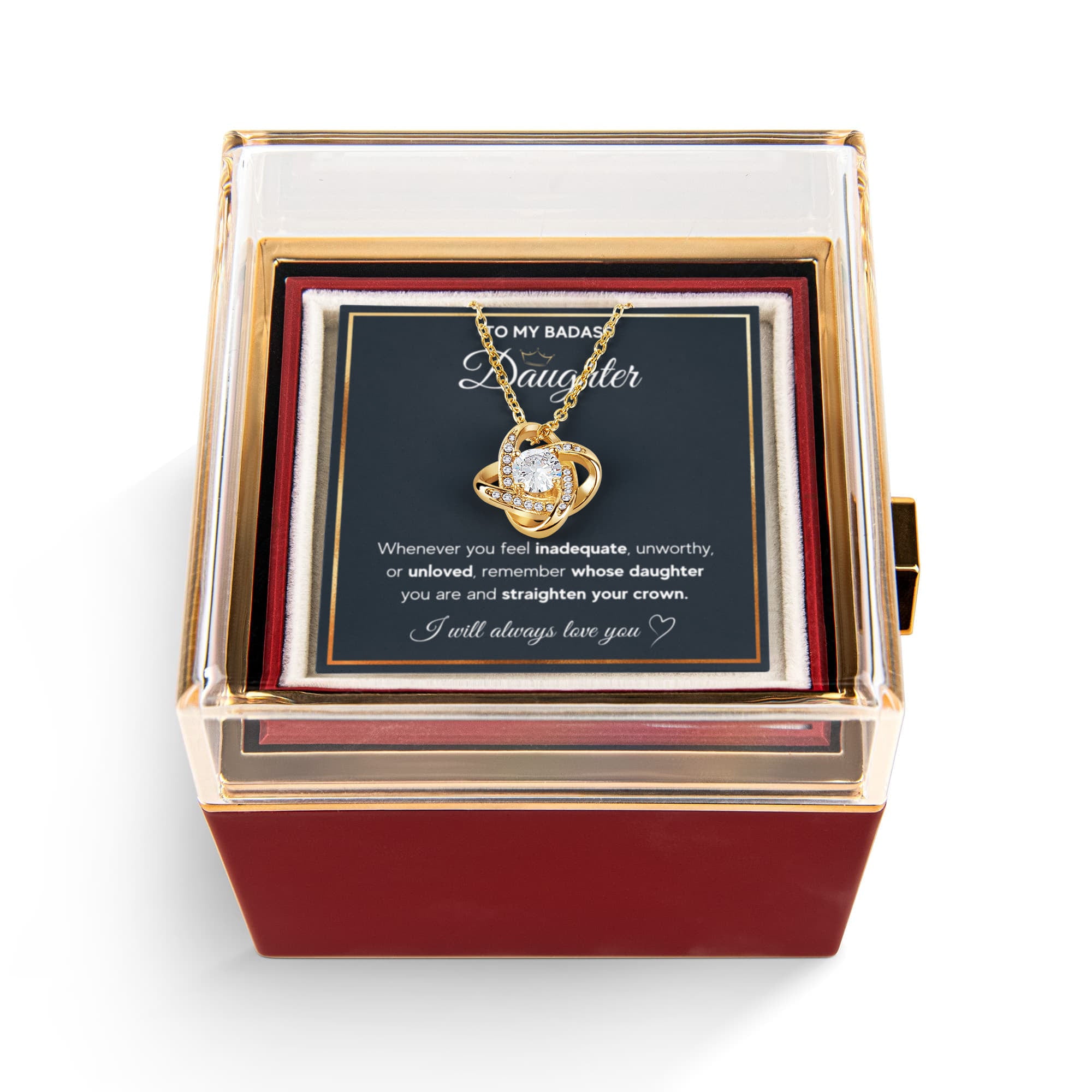 Badass Crown - Daughter Birthday Necklace with Rose Box