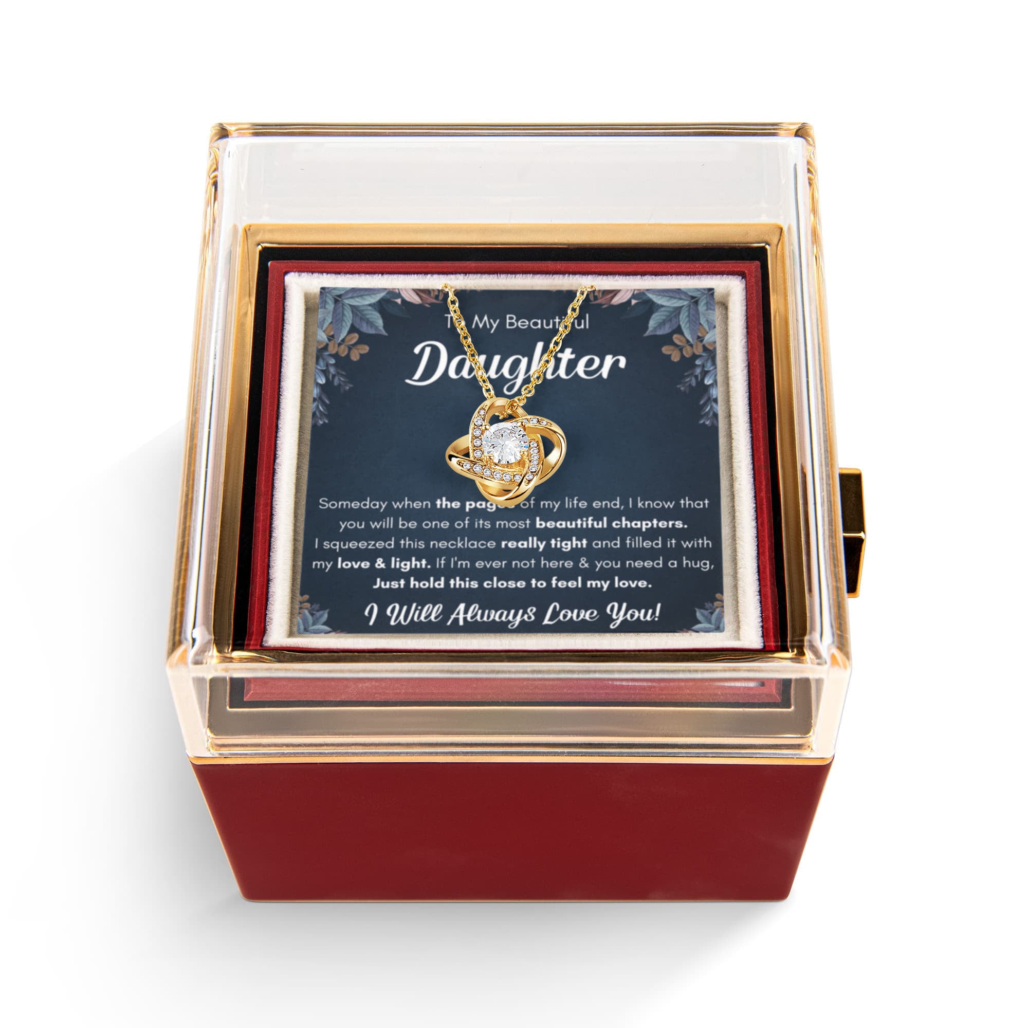Chapters Squeezed Name - Daughter Birthday Necklace with Rose Box