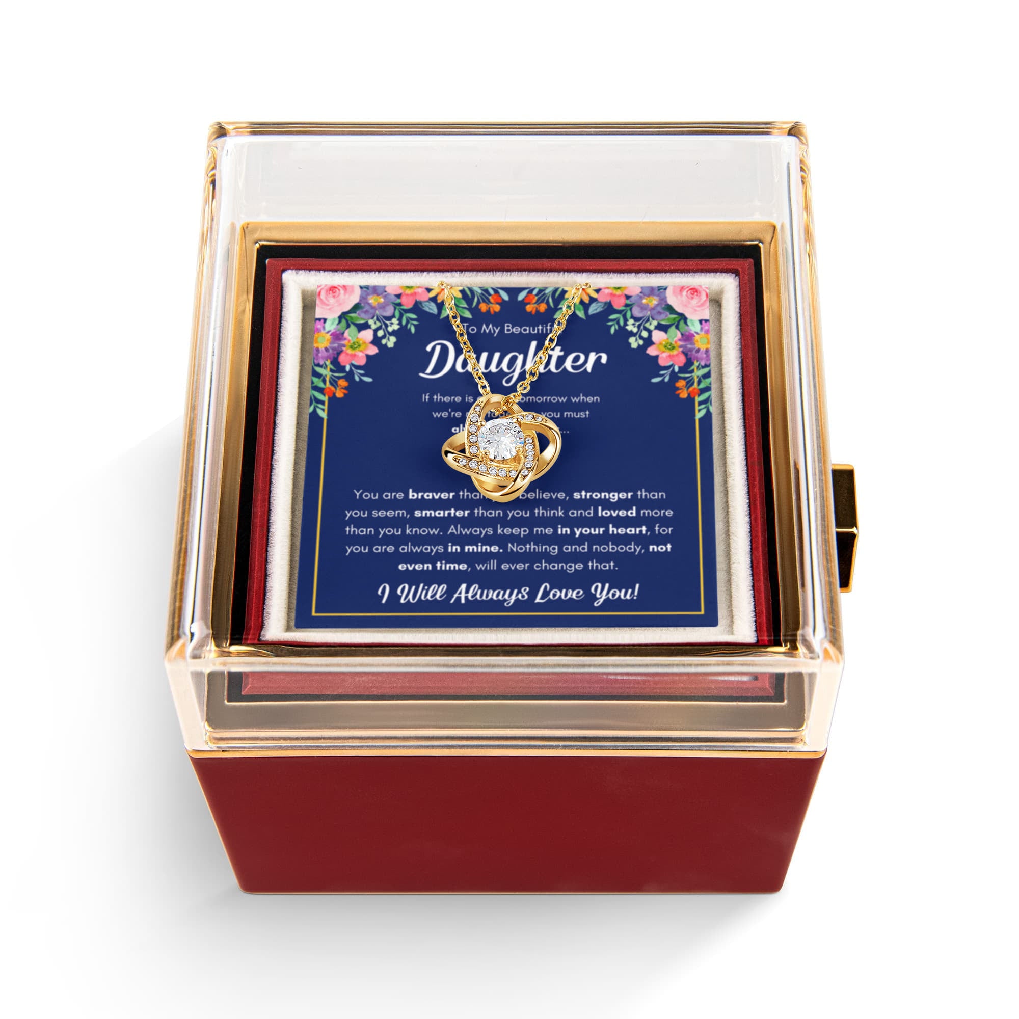 Braver Name - Daughter Birthday Necklace with Rose Box