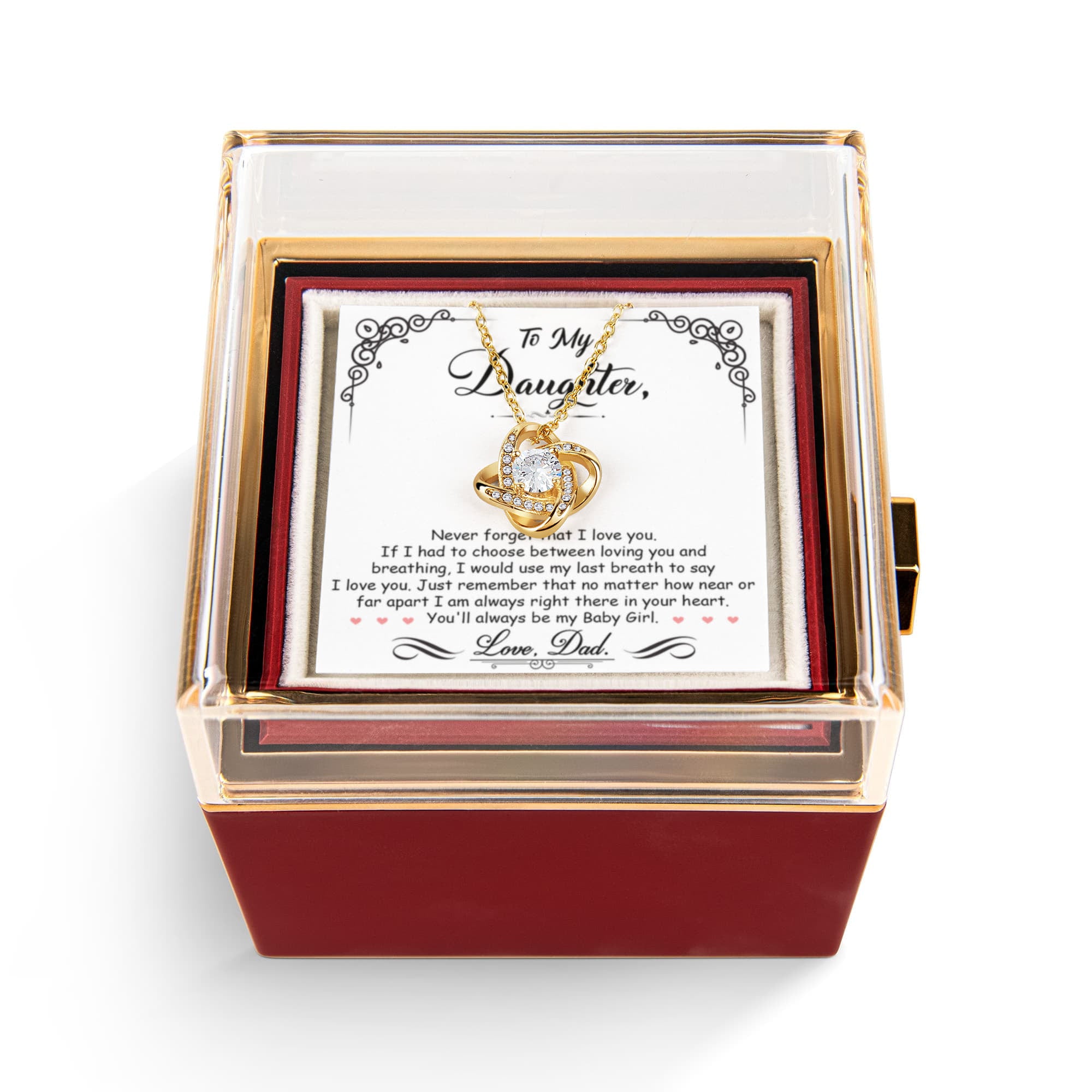 Breathing Interlocking - Daughter Birthday Necklace with Rose Box