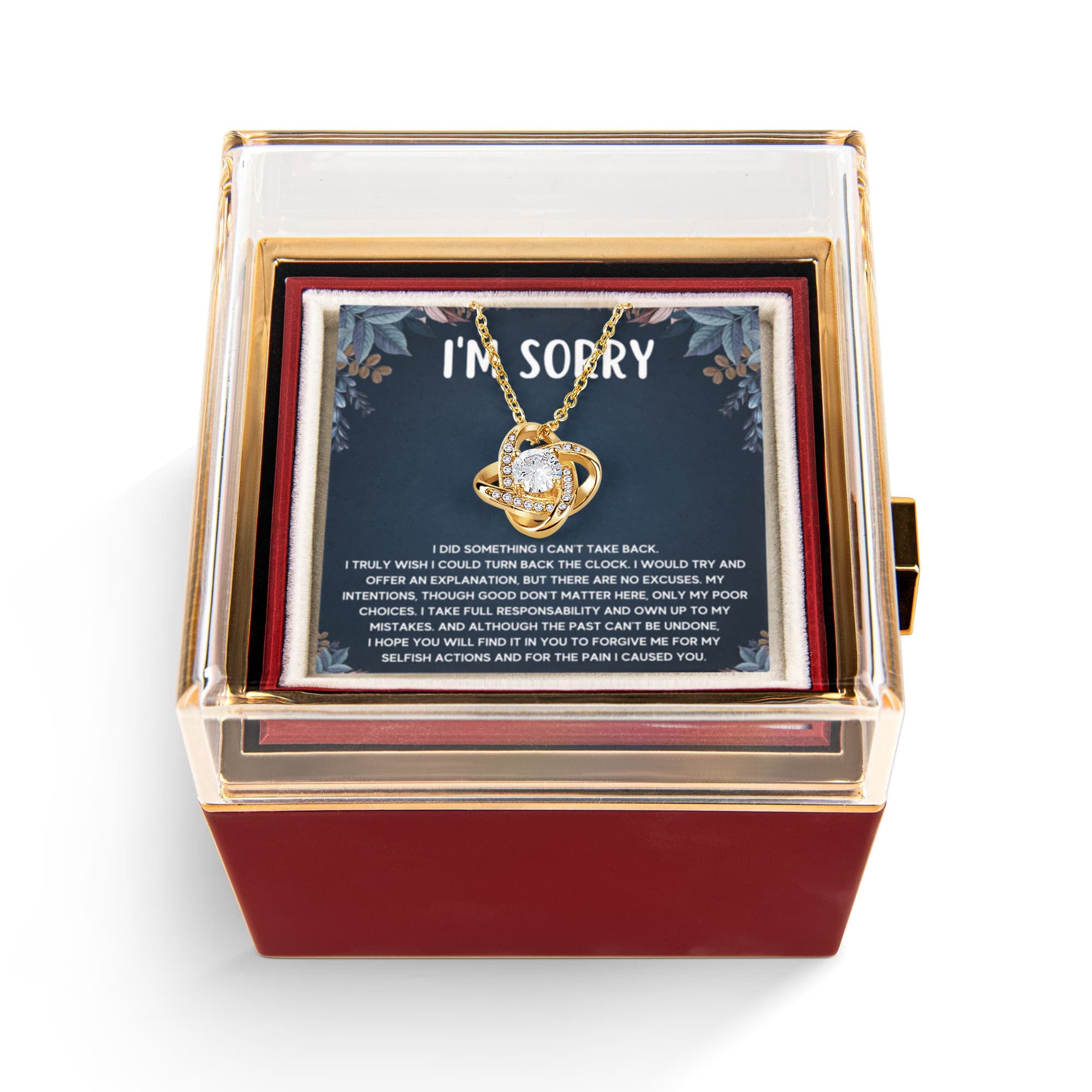 I'm Sorry Gifts For Her - Love Knot with Rotating Rose Gift Box