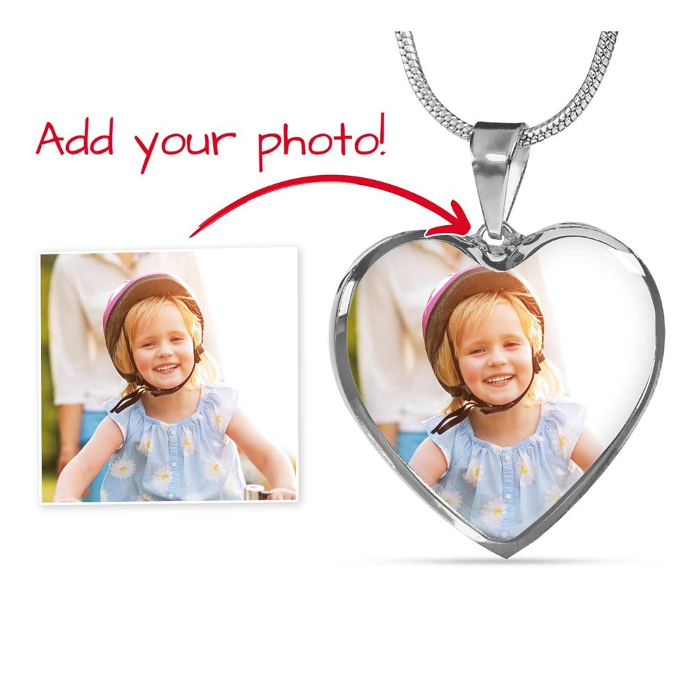Personalized Photo Heart Necklace with Optional Engraving