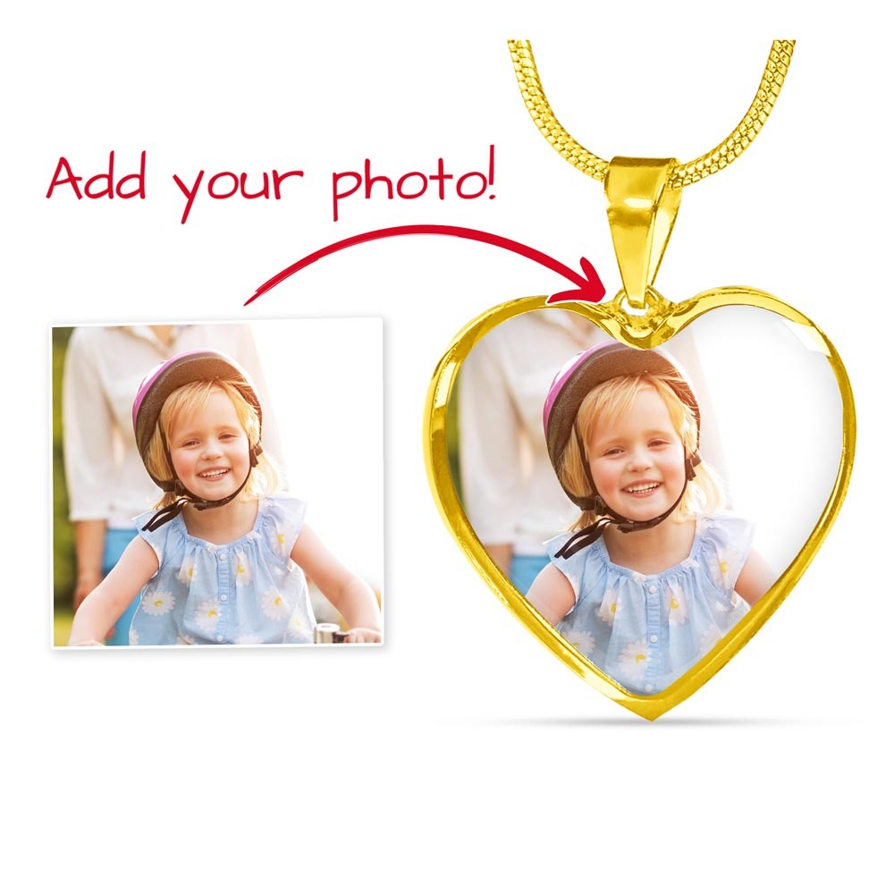 Personalized Photo Heart Necklace with Optional Engraving